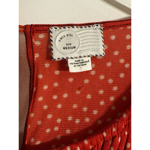 Women's Anthropolgie 9-H15 STCL Dress Red Cream Dot Sz M Beach Preppy Wedding - Picture 3 of 16